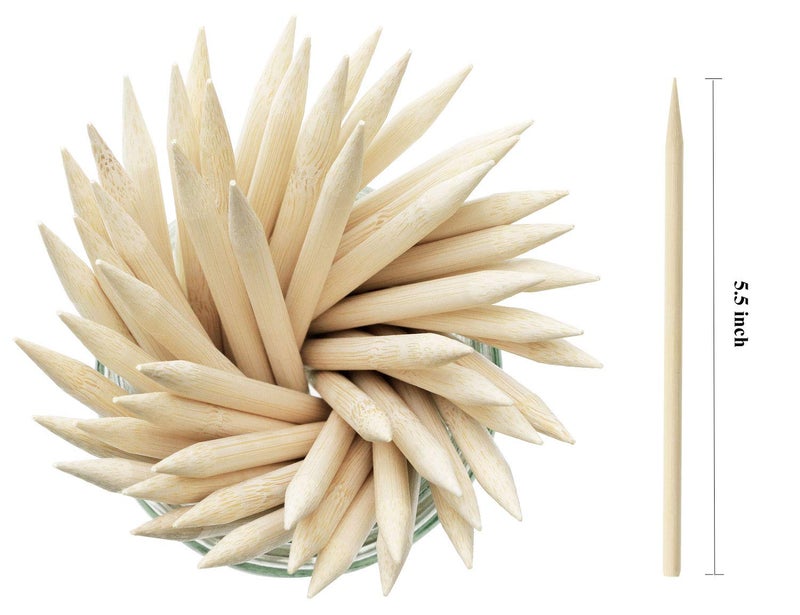 Penta Angel 5.5 inch Thick Bamboo Sticks for Cotton Candy Caramel Apple, Natural Birch Wooden Corn Dog Cob Hotdog Sticks Sausage Meat Skewers for Cheesecake Cakepop Fruit, 50Pcs - Image 2